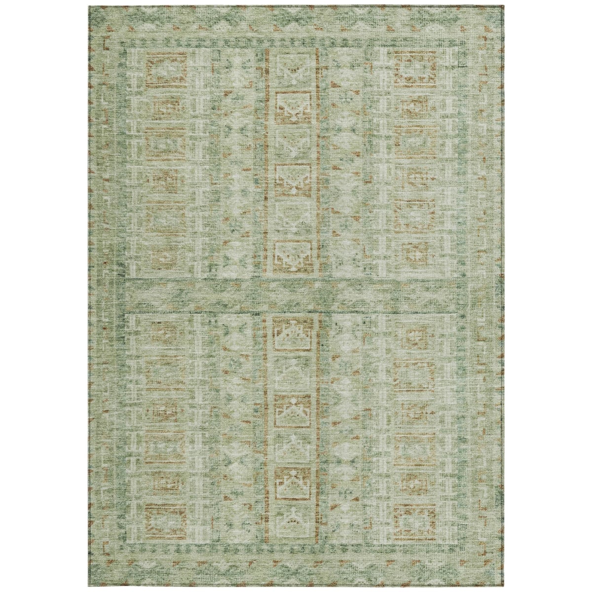 637857 5 x 8 ft. Green & Gold Striped Washable Transitional Indoor & Outdoor Rectangle Area Rug
