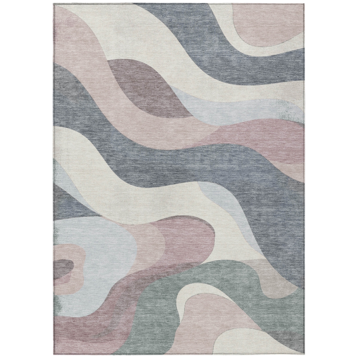 638017 9 x 12 ft. Blush Charcoal & Ivory Abstract Washable Transitional Indoor & Outdoor Rectangle Area Rug