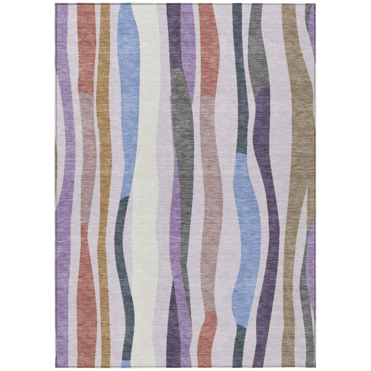 638115 3 x 5 ft. Lavender Ivory & Taupe Striped Washable Transitional Indoor & Outdoor Rectangle Area Rug