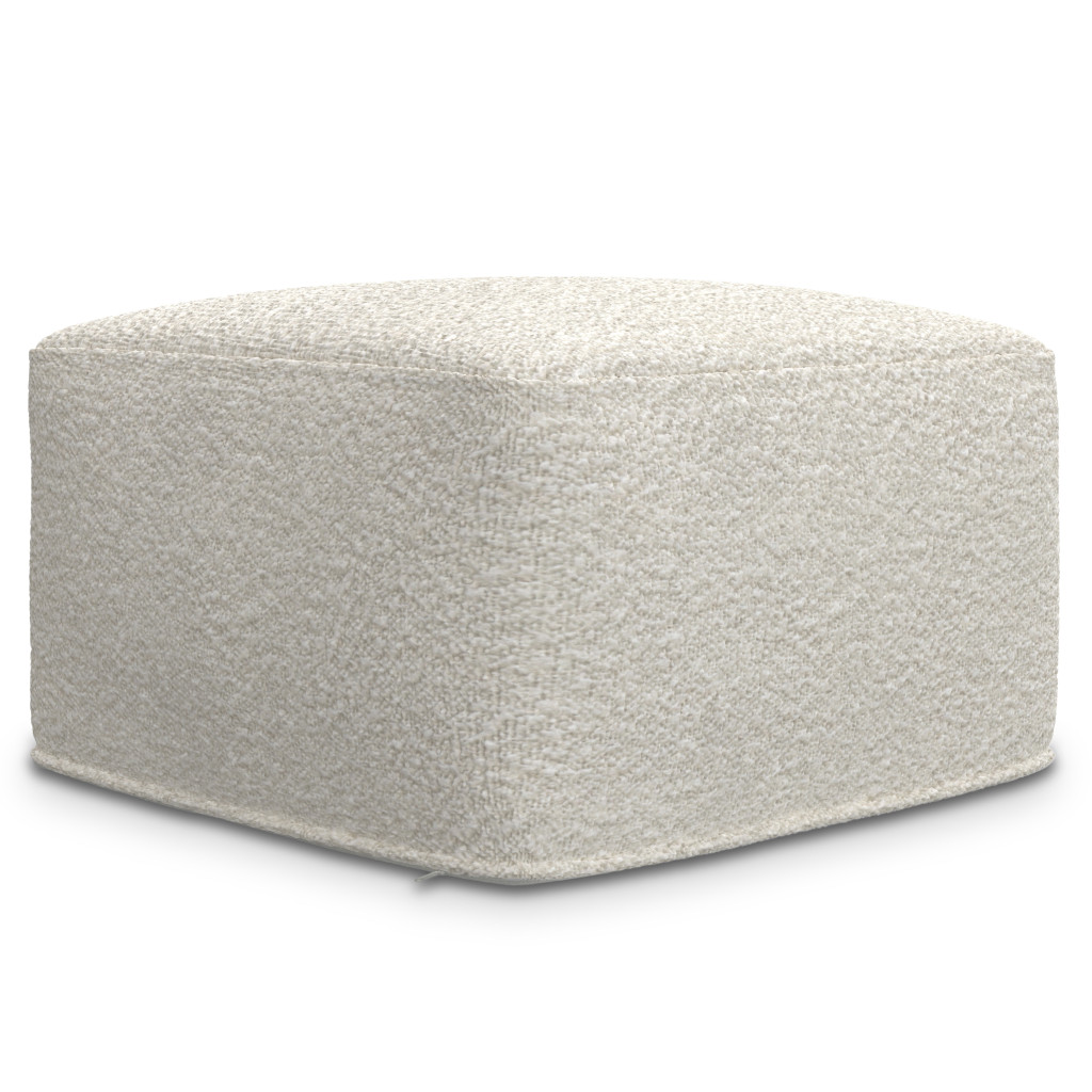 638538 14 x 24 x 24 in. Off White Fabric Pouf Ottoman