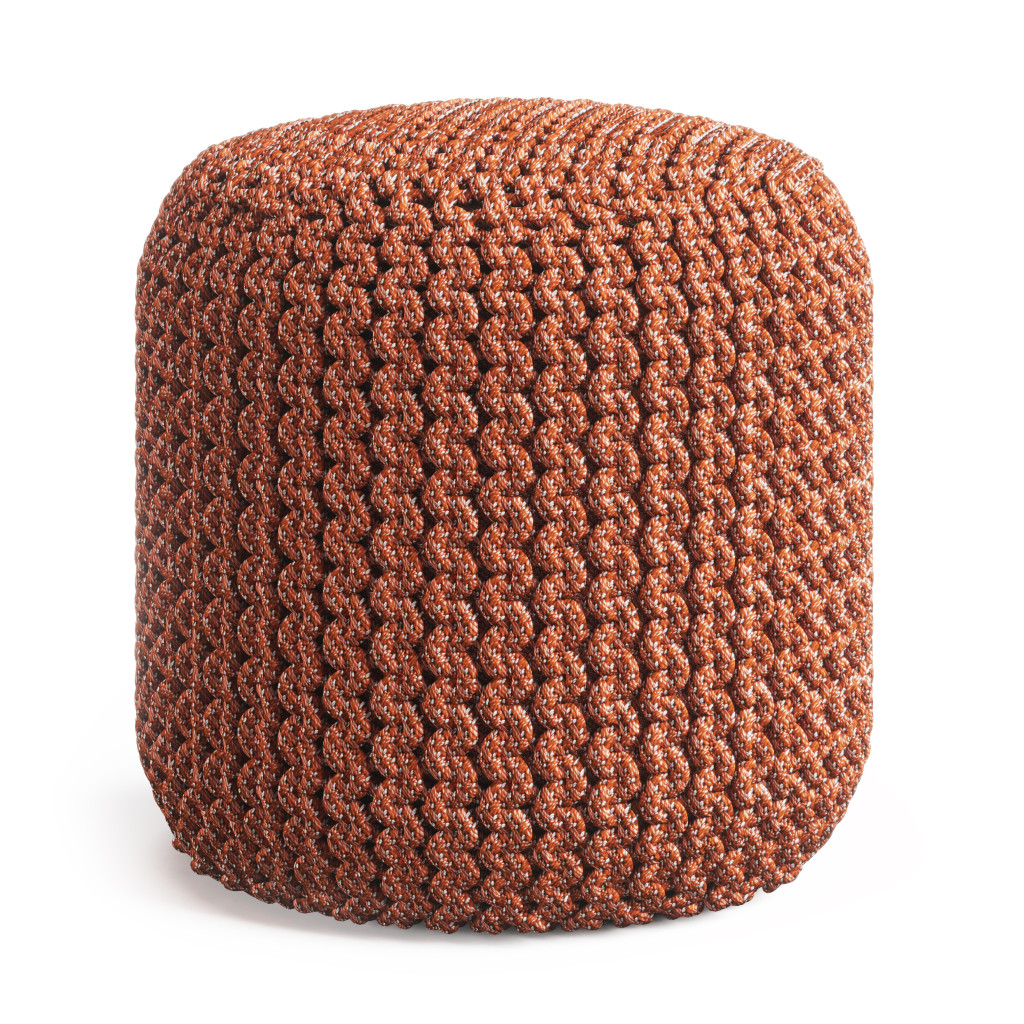 638544 18 x 18 x 18 in. Orange Fabric Round Pouf Ottoman