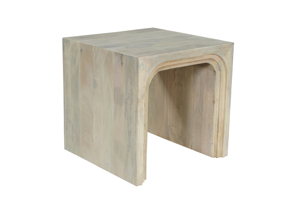 636245 24 x 24 x 24 in. White Solid Wood Square Sled End Table