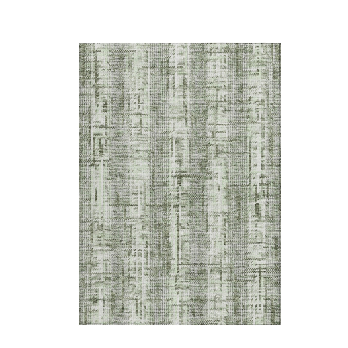 636567 9 x 12 ft. Green & Ivory Striped Washable Transitional Indoor & Outdoor Rectangle Area Rug