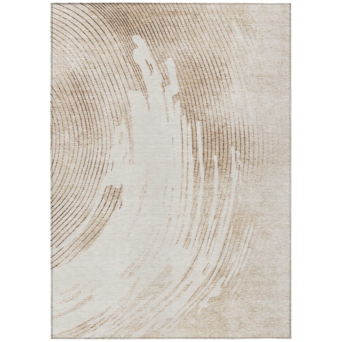 636668 8 x 10 ft. Brown & Ivory Abstract Washable Transitional Indoor & Outdoor Rectangle Area Rug