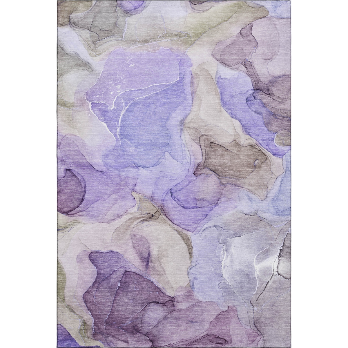 646736 5 x 8 ft. Purple & Gray Abstract Transitional Washable Machine Made Rectangle Area Rug with UV Protection