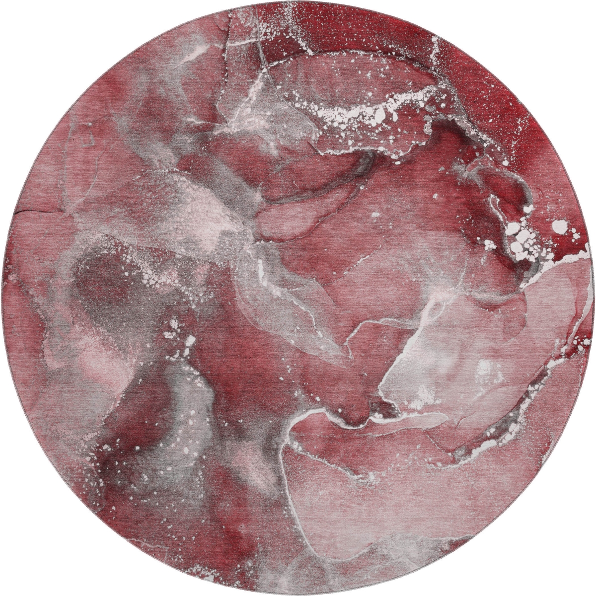 647233 8 ft. Merlot & Ivory Abstract Transitional Washable Round Area Rug with UV Protection
