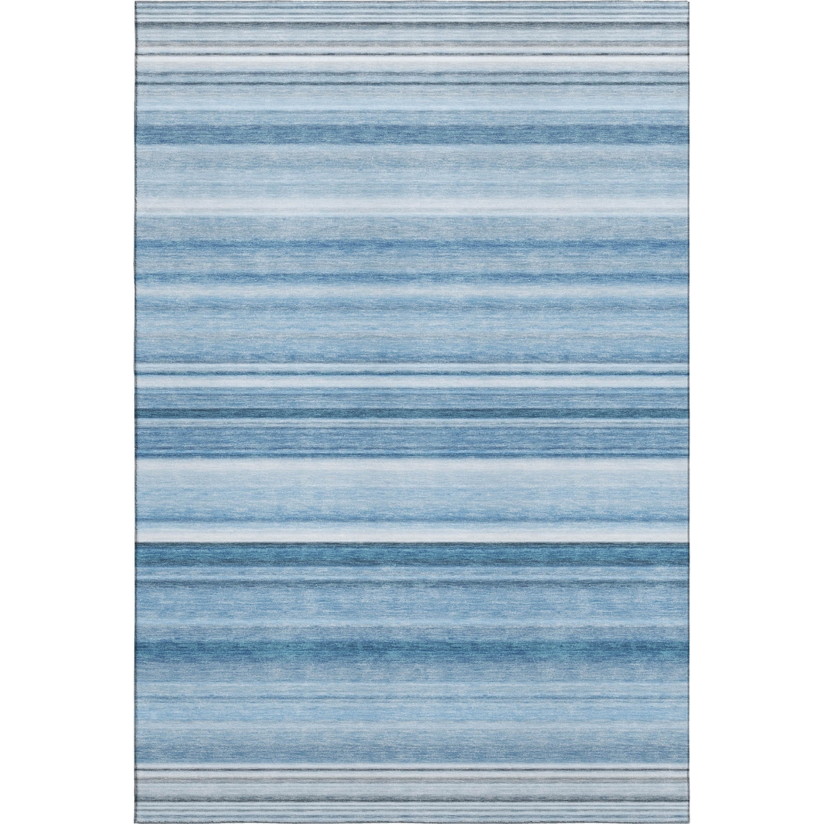 647697 9 x 12 ft. Blue & Ivory Striped Transitional Washable Machine Made Rectangle Area Rug with UV Protection
