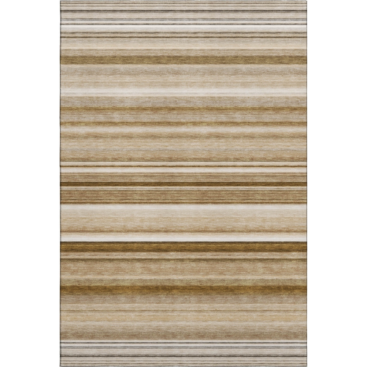 647700 5 x 8 ft. Chocolate & Ivory Striped Transitional Washable Machine Made Rectangle Area Rug with UV Protection