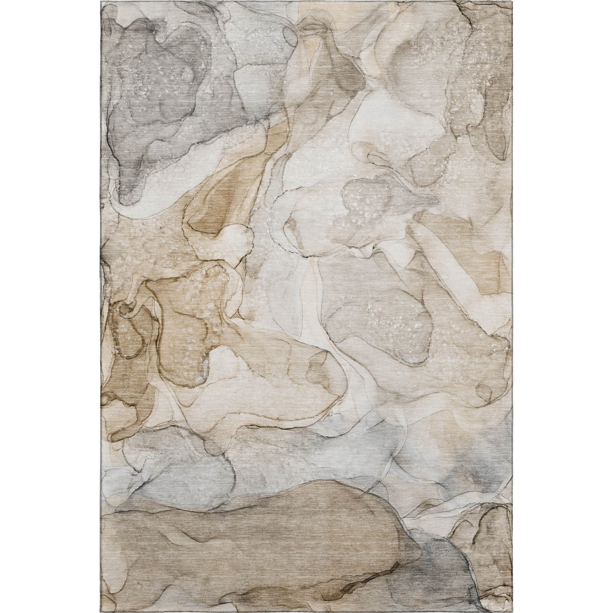 646997 3 x 5 ft. Beige & Ivory Abstract Transitional Washable Machine Made Rectangle Area Rug with UV Protection