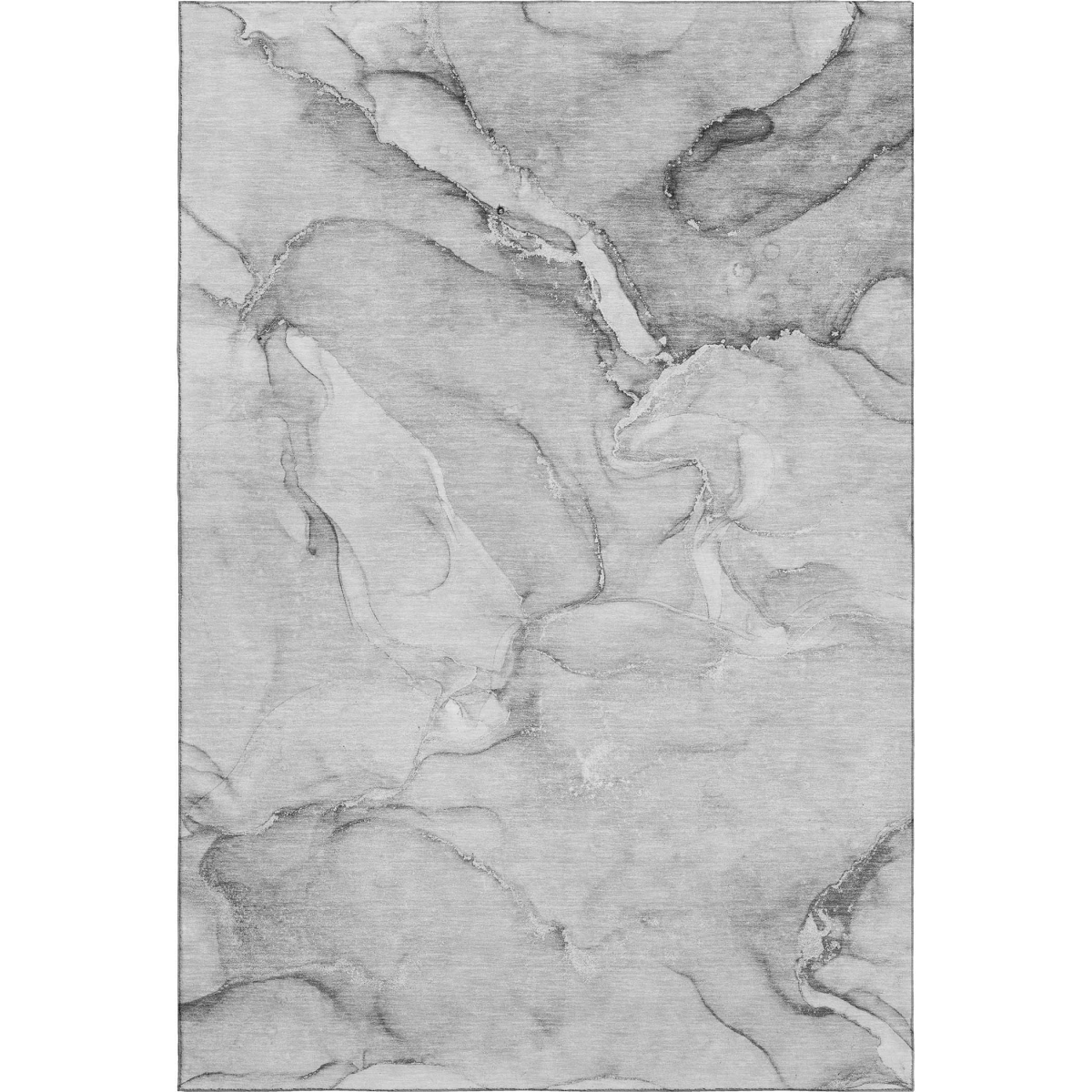 647165 3 x 5 ft. Gray & Ivory Abstract Transitional Washable Machine Made Rectangle Area Rug with UV Protection