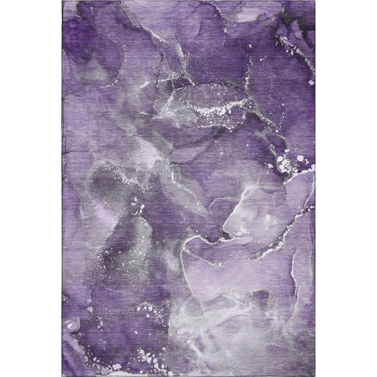 647243 3 x 5 ft. Purple & Ivory Abstract Transitional Washable Machine Made Rectangle Area Rug with UV Protection