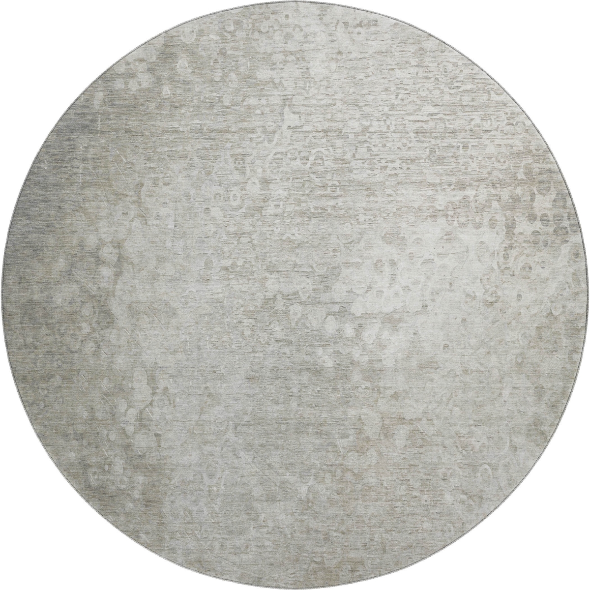 649525 8 ft. Beige & Ivory Abstract Transitional Washable Round Area Rug with UV Protection