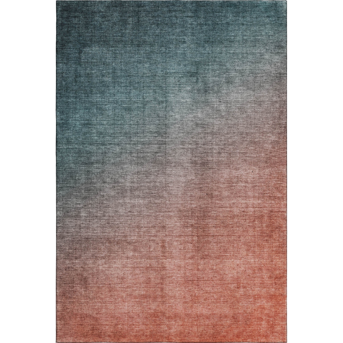 649689 9 x 12 ft. Teal & Rust Ombre Washable Machine Made Rectangle Area Rug with UV Protection