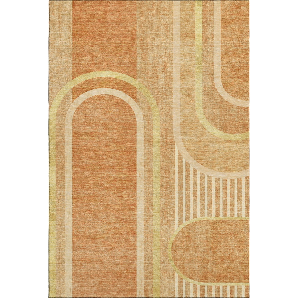 647940 5 x 8 ft. Terra Cotta & Gold Geometric Washable Machine Made Rectangle Area Rug with UV Protection
