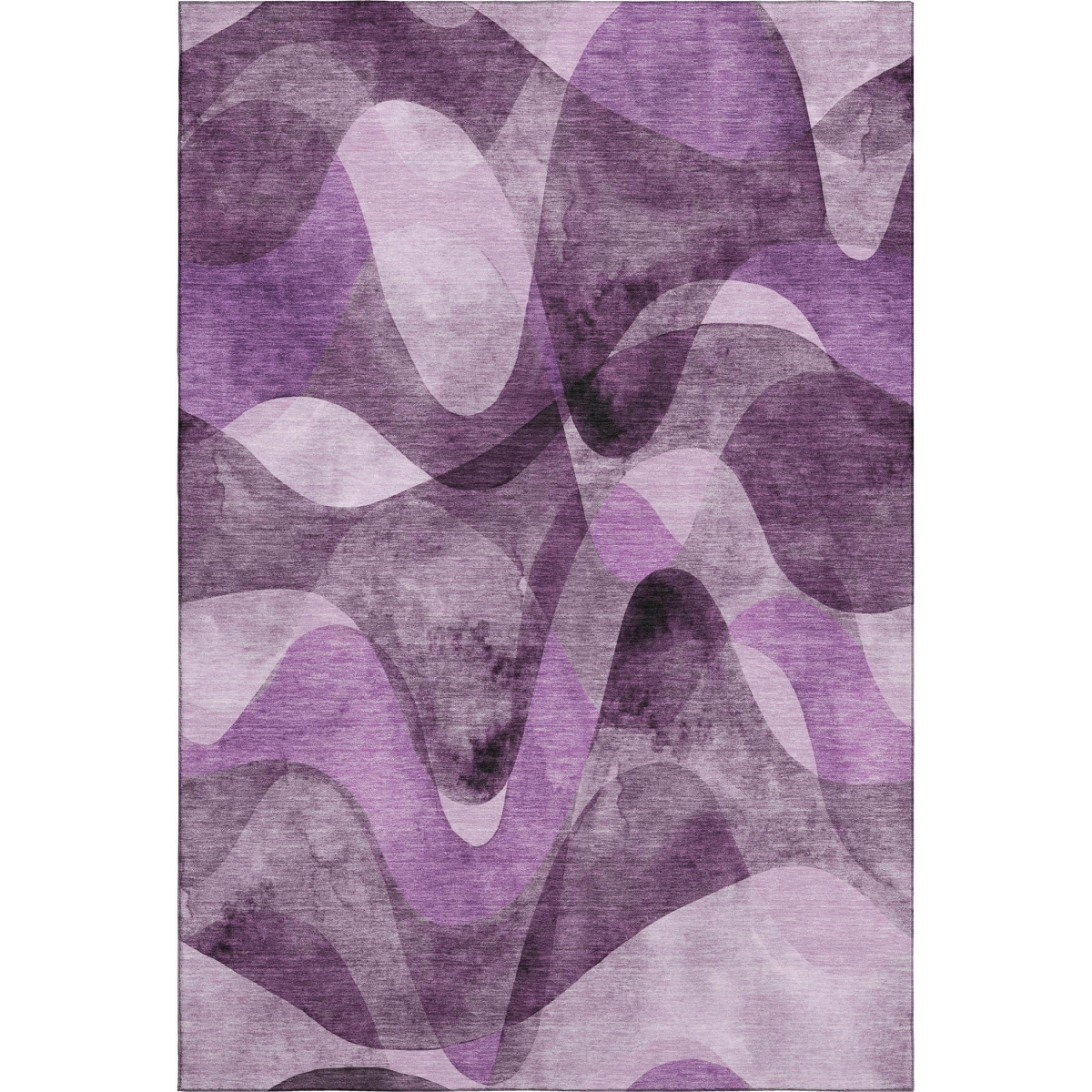 648100 10 x 14 ft. Purple & Ivory Abstract Contemporary Washable Machine Made Rectangle Area Rug with UV Protection