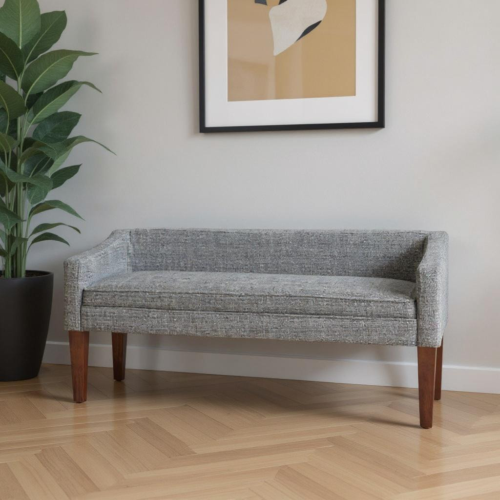 642317 23.60 x 49.60 x 22 in. Gray & Brown Fabric & Wood Upholstered Bench