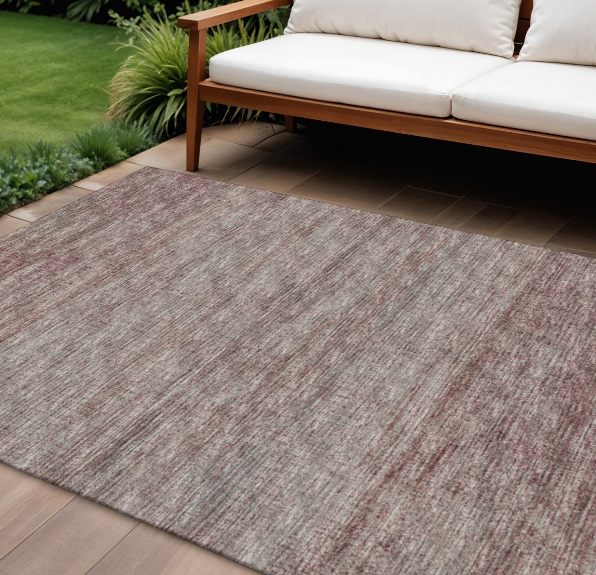 642396 9 x 12 ft. Burgundy & Gray Abstract Washable Transitional Indoor & Outdoor Rectangle Area Rug