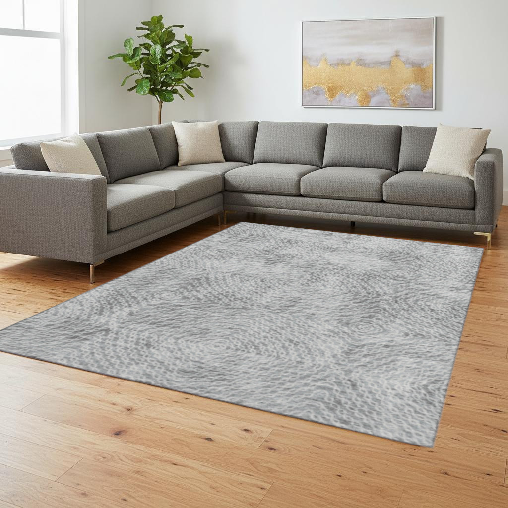 644022 9 x 12 ft. Ash Gray & Charcoal Geometric Washable Machine Made Rectangle Area Rug with UV Protection