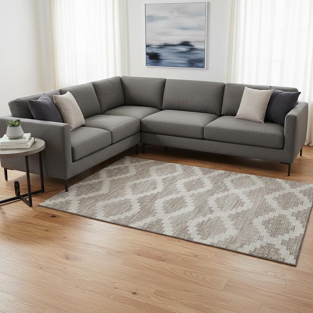 644944 8 x 10 ft. Tan Ivory & Beige Tribal Washable Machine Made Rectangle Area Rug with UV Protection