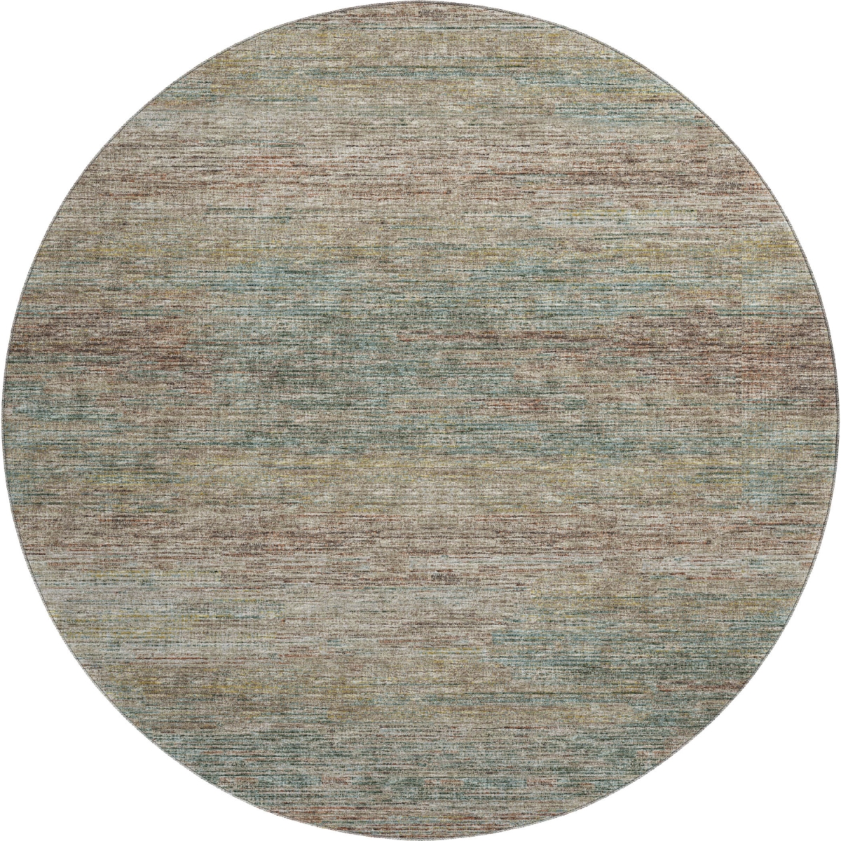 642376 8 ft. Rainbow & Ivory Abstract Washable Transitional Indoor & Outdoor Round Area Rug