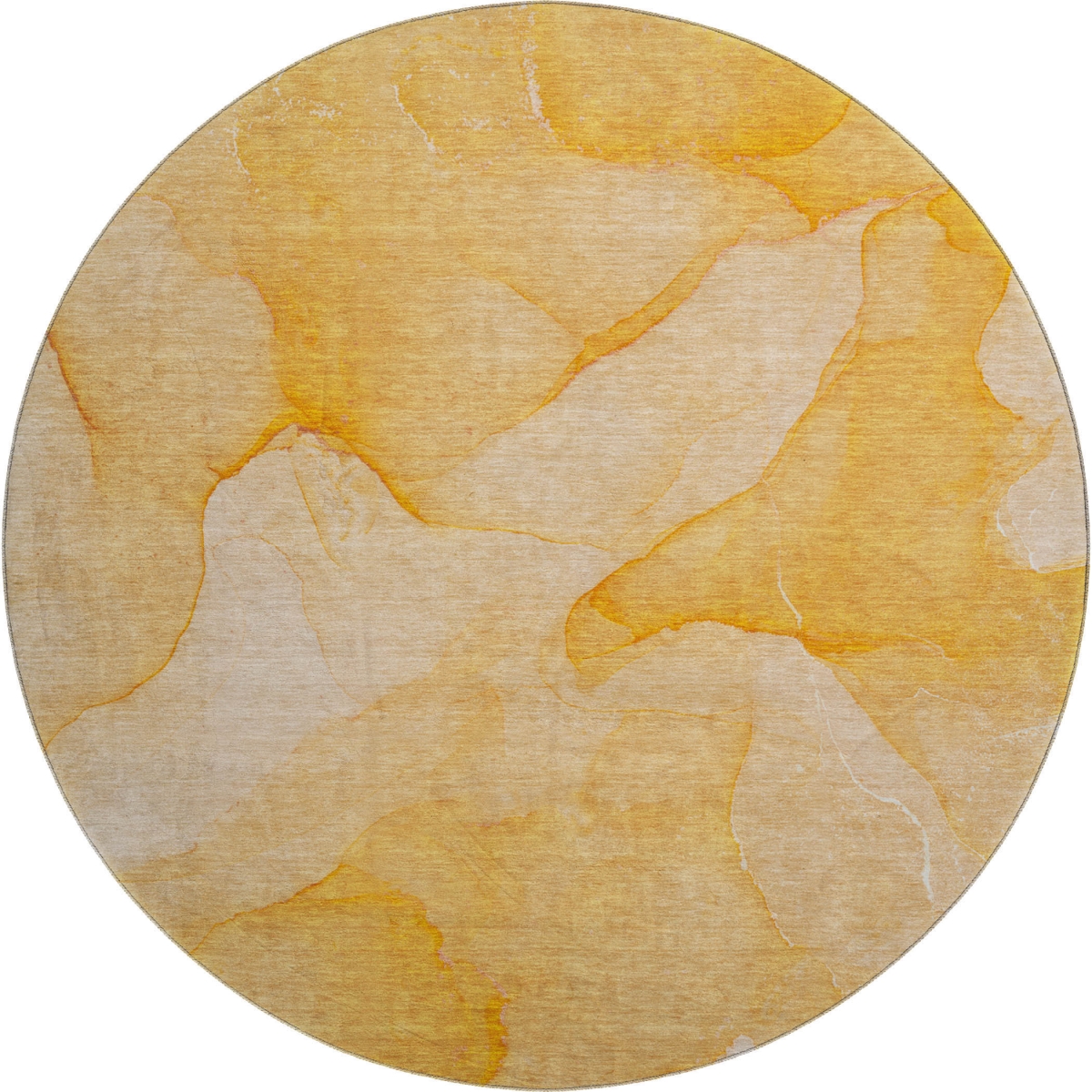 646945 8 ft. Orange & Ivory Abstract Transitional Washable Round Area Rug with UV Protection