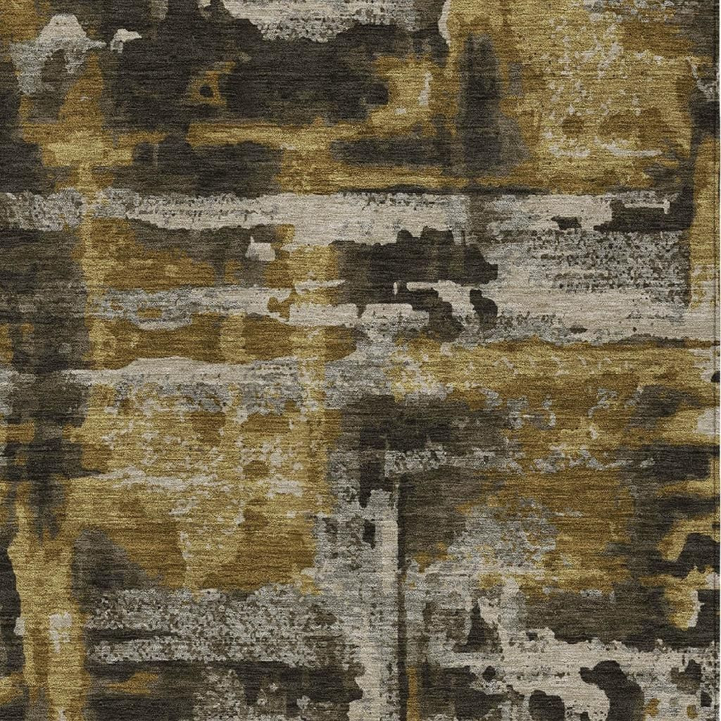 629160 10 x 14 ft. Coffee & Taupe Abstract Washable Transitional Indoor & Outdoor Rectangle Area Rug