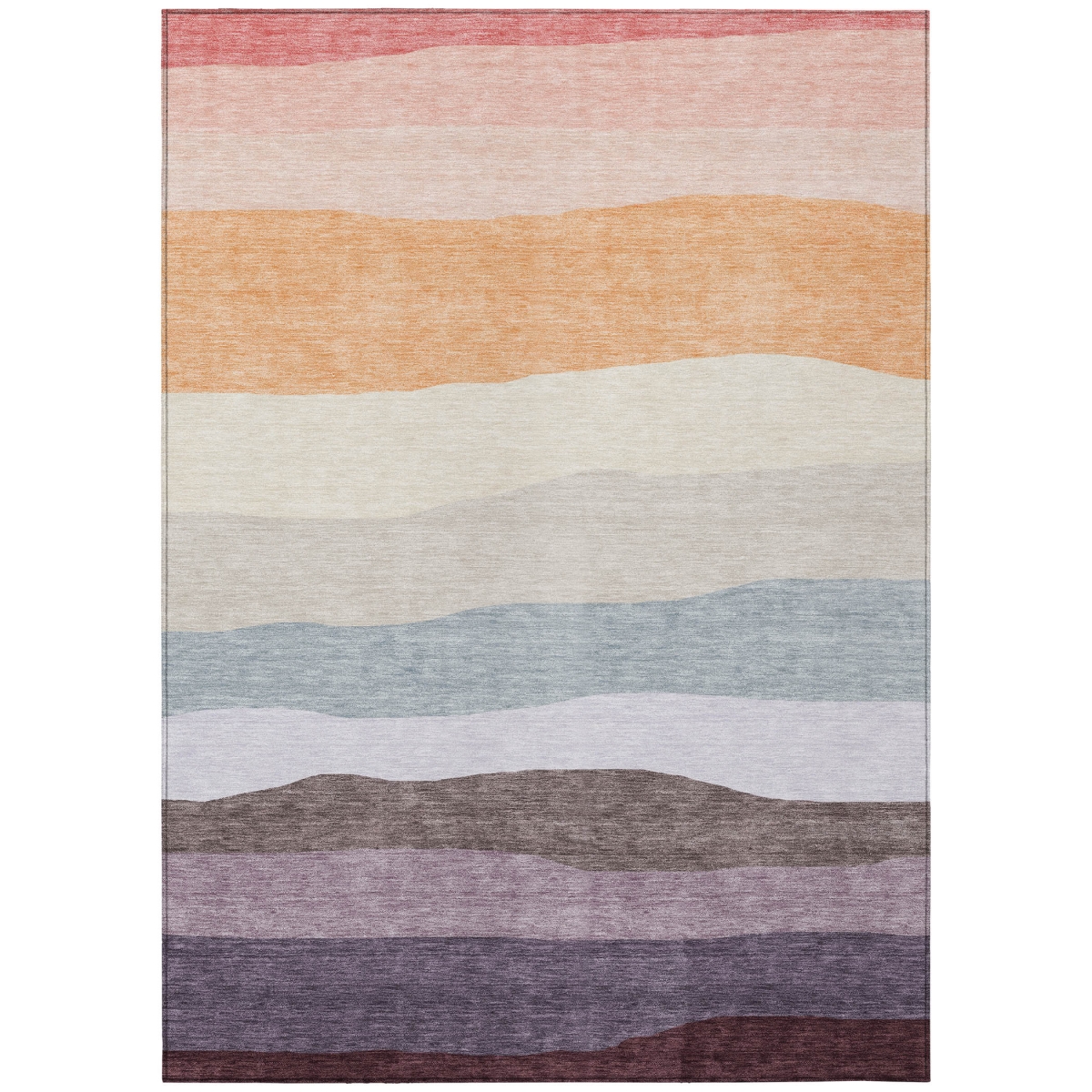 629411 9 x 12 ft. Orange Blush & Lavender Striped Washable Transitional Indoor & Outdoor Rectangle Area Rug