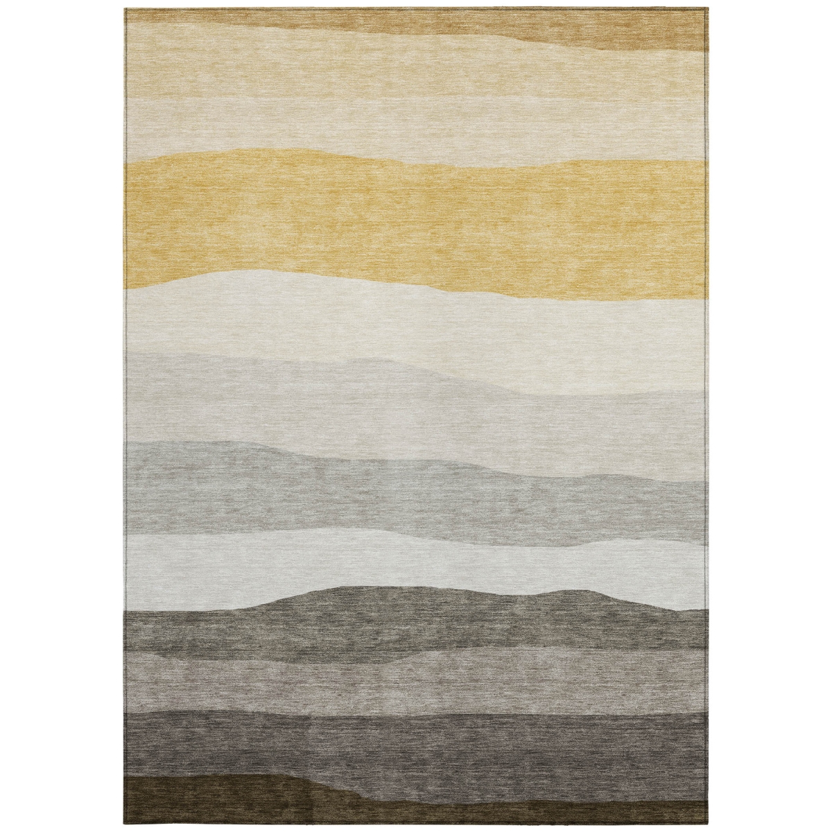 629417 9 x 12 ft. Pewter Gold & Ivory Striped Washable Transitional Indoor & Outdoor Rectangle Area Rug
