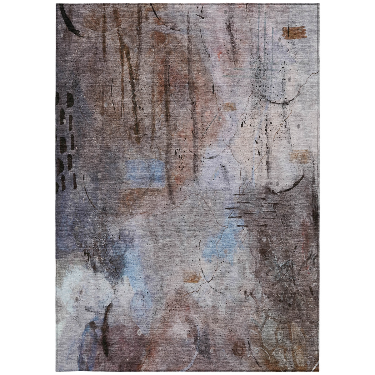 629753 9 x 12 ft. Taupe & Brown Abstract Washable Transitional Indoor & Outdoor Rectangle Area Rug