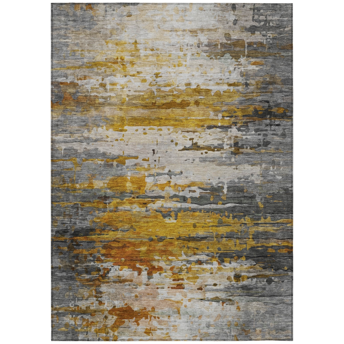 629802 10 x 14 ft. Copper & Gray Abstract Washable Transitional Indoor & Outdoor Rectangle Area Rug