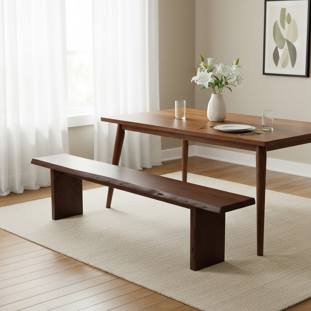636207 18 x 60 x 15 in. Brown Solid Wood Solid Live Edge Dining Bench