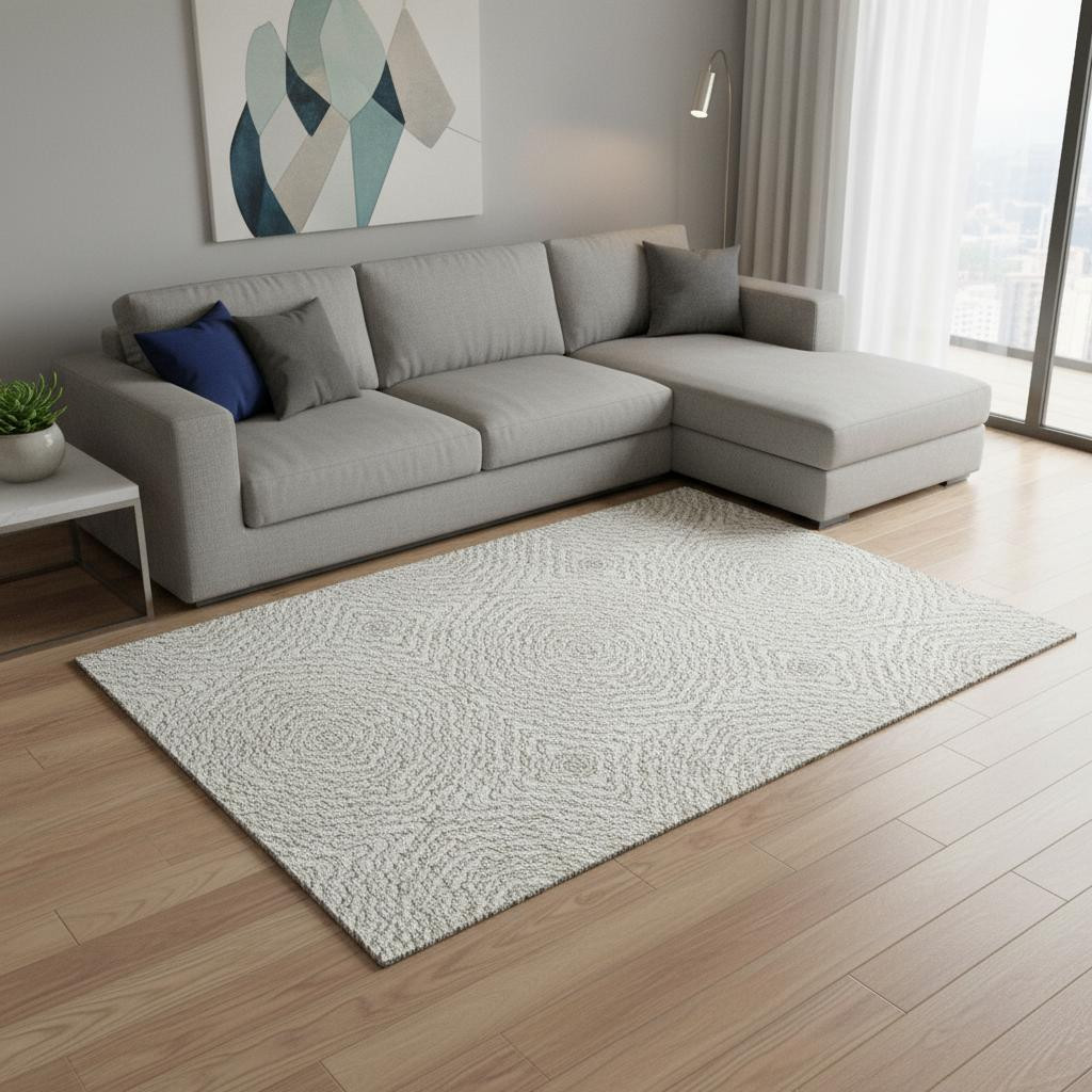 644005 10 x 14 ft. Linen & Ivory Geometric Washable Machine Made Rectangle Area Rug with UV Protection