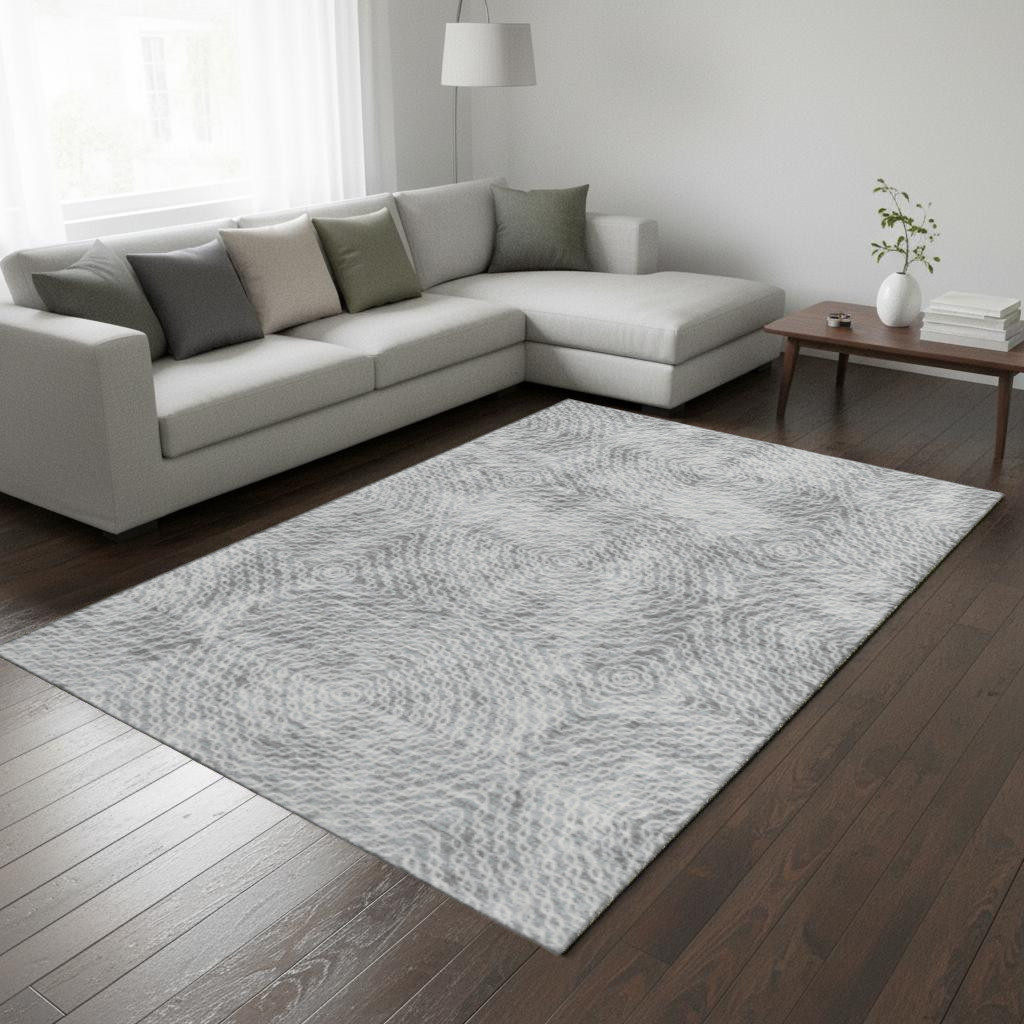 644021 8 x 10 ft. Ash Gray & Charcoal Geometric Washable Machine Made Rectangle Area Rug with UV Protection