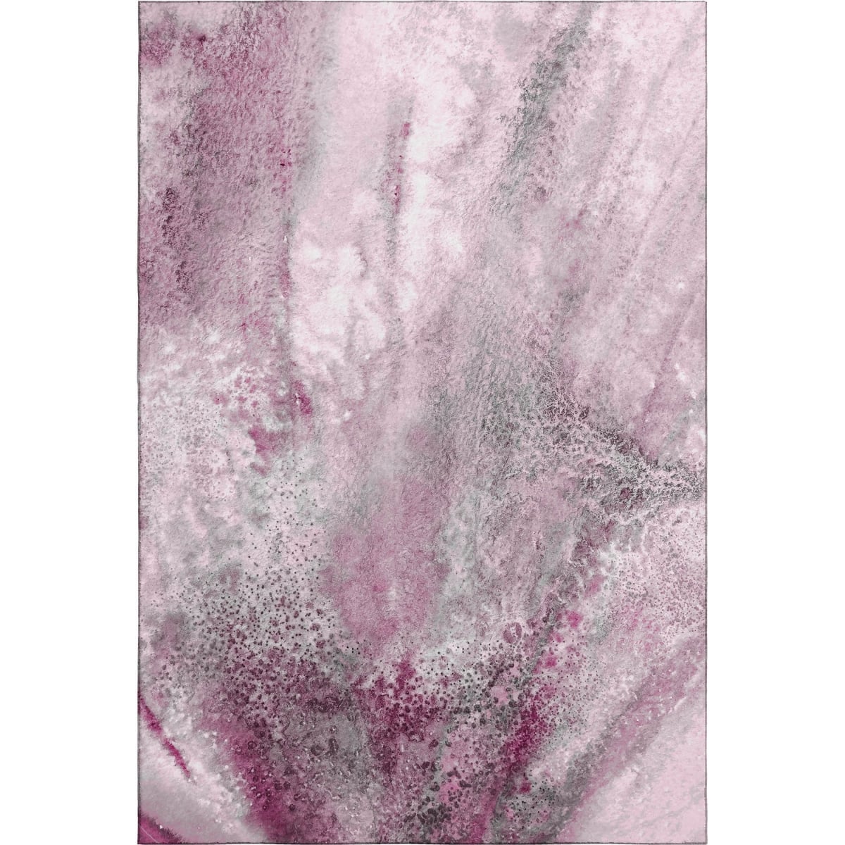 646793 3 x 5 ft. Pink & Ivory Abstract Contemporary Washable Machine Made Rectangle Area Rug with UV Protection