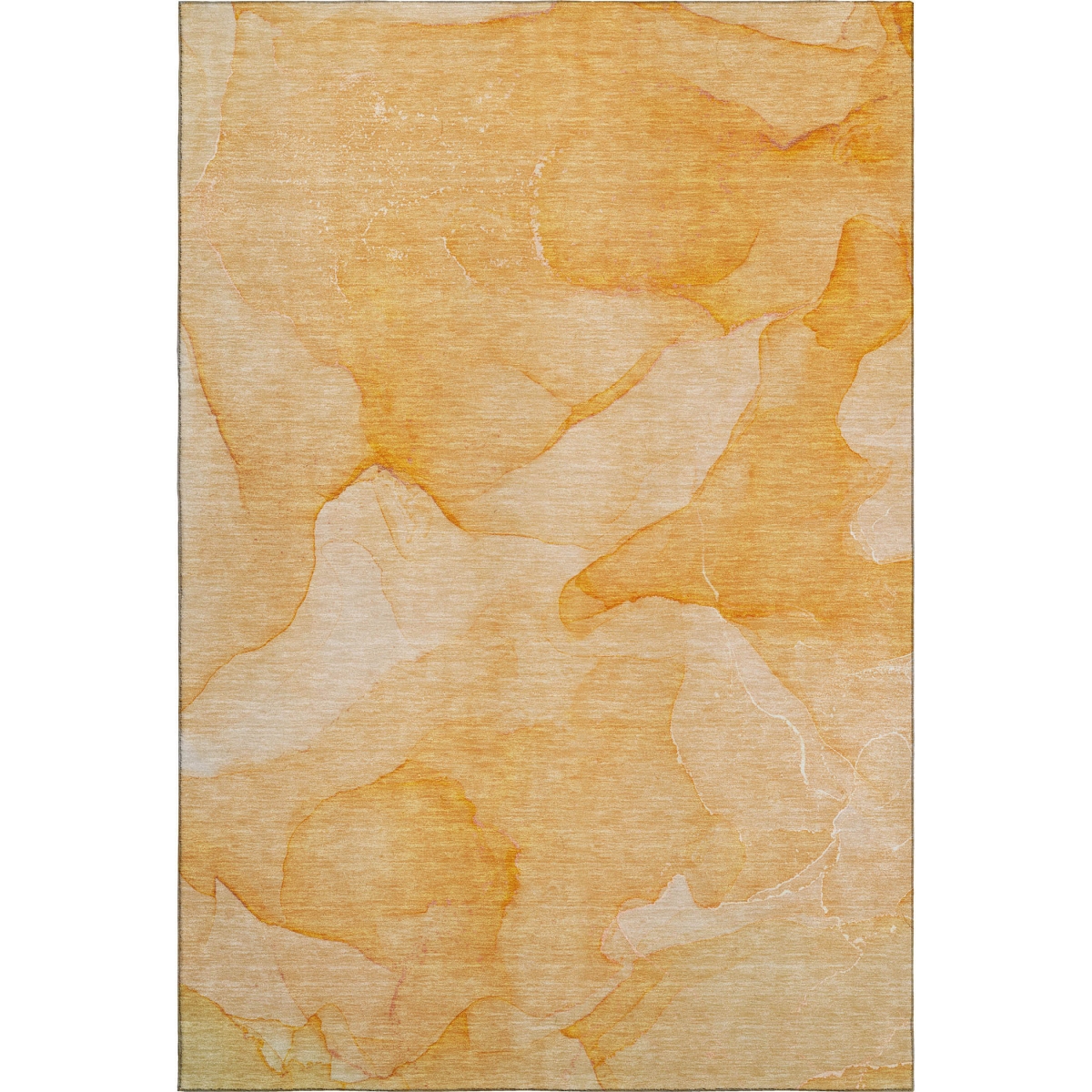 646943 3 x 5 ft. Orange & Ivory Abstract Transitional Washable Machine Made Rectangle Area Rug with UV Protection