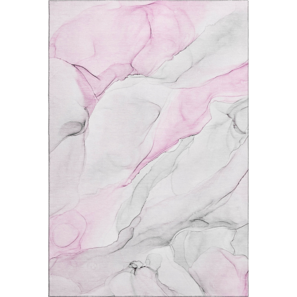 647147 3 x 5 ft. Pink & Ivory Abstract Transitional Washable Machine Made Rectangle Area Rug with UV Protection