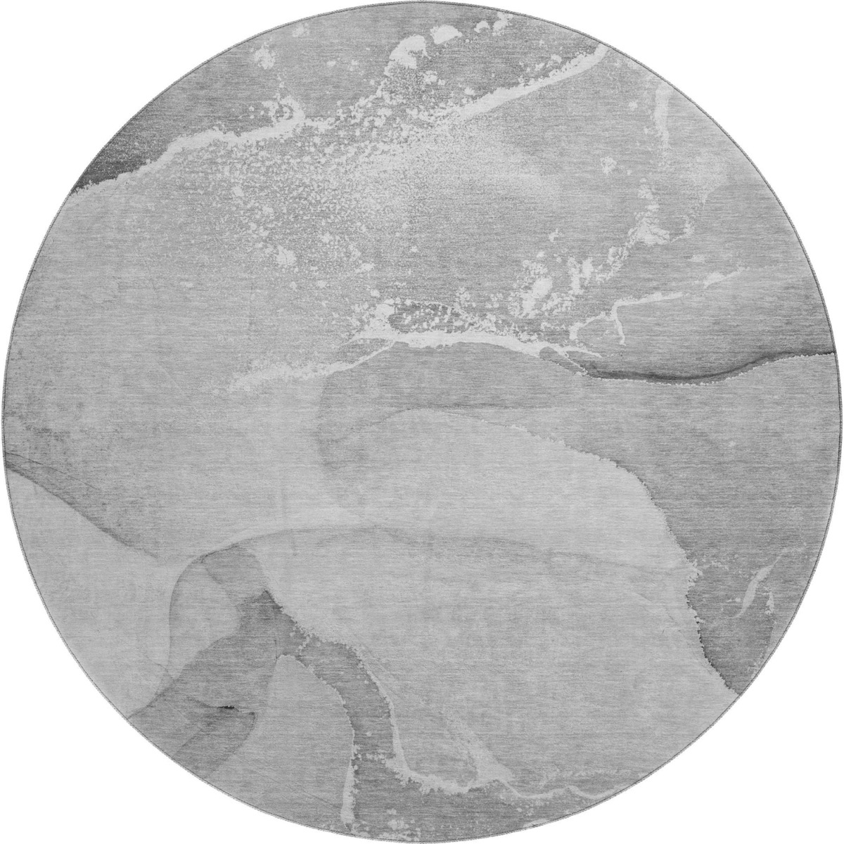 647203 8 ft. Gray & Ivory Abstract Transitional Washable Round Area Rug with UV Protection