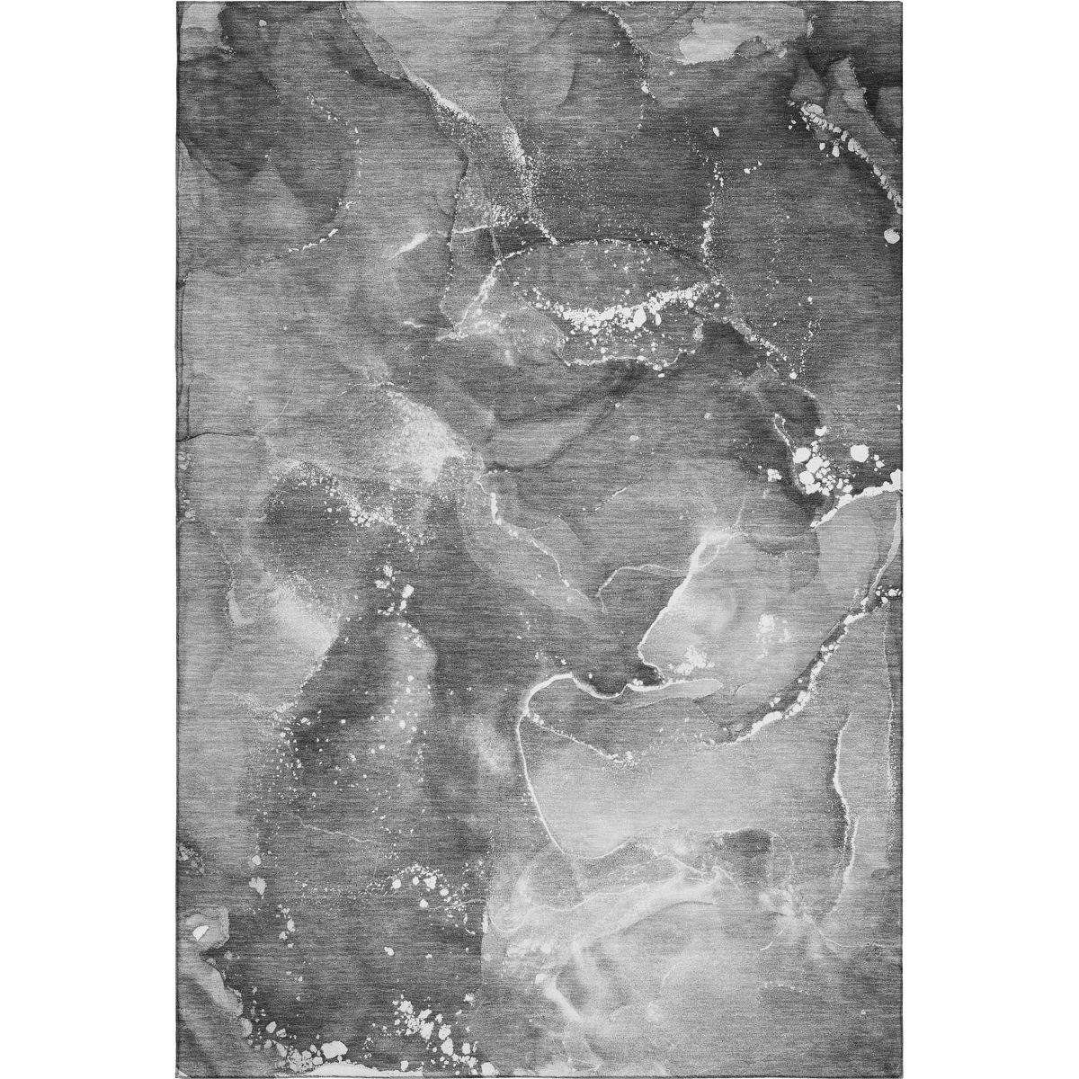 647225 3 x 5 ft. Gray & Ivory Abstract Transitional Washable Machine Made Rectangle Area Rug with UV Protection