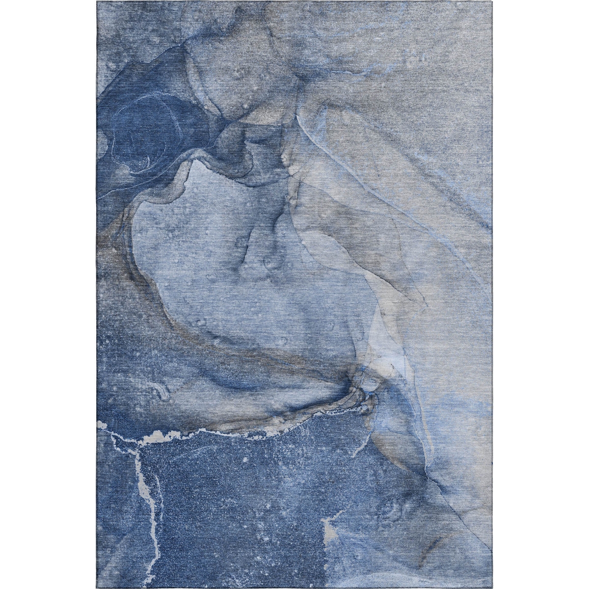 647414 8 x 10 ft. Navy Blue & Ivory Abstract Transitional Washable Machine Made Rectangle Area Rug with UV Protection