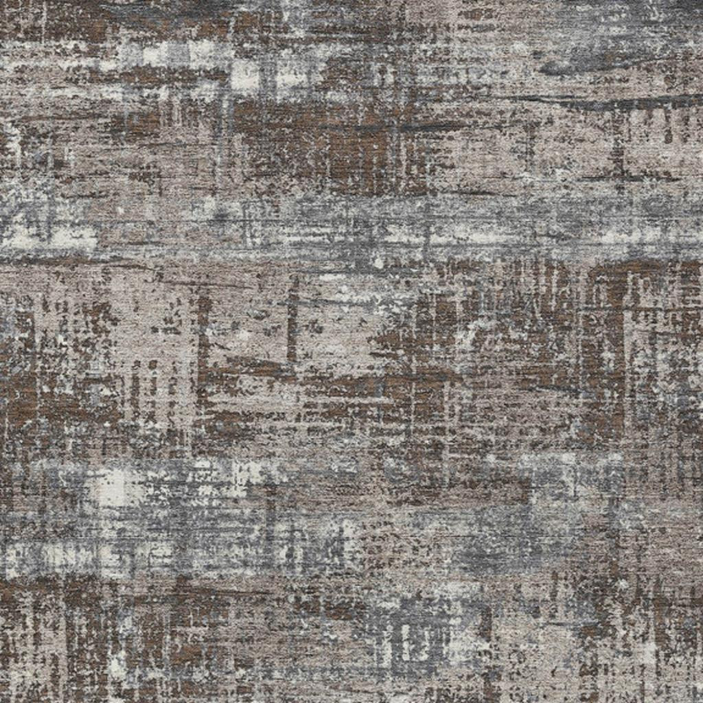 627683 3 x 5 ft. Brown & Charcoal Geometric Washable Transitional Indoor & Outdoor Rectangle Area Rug