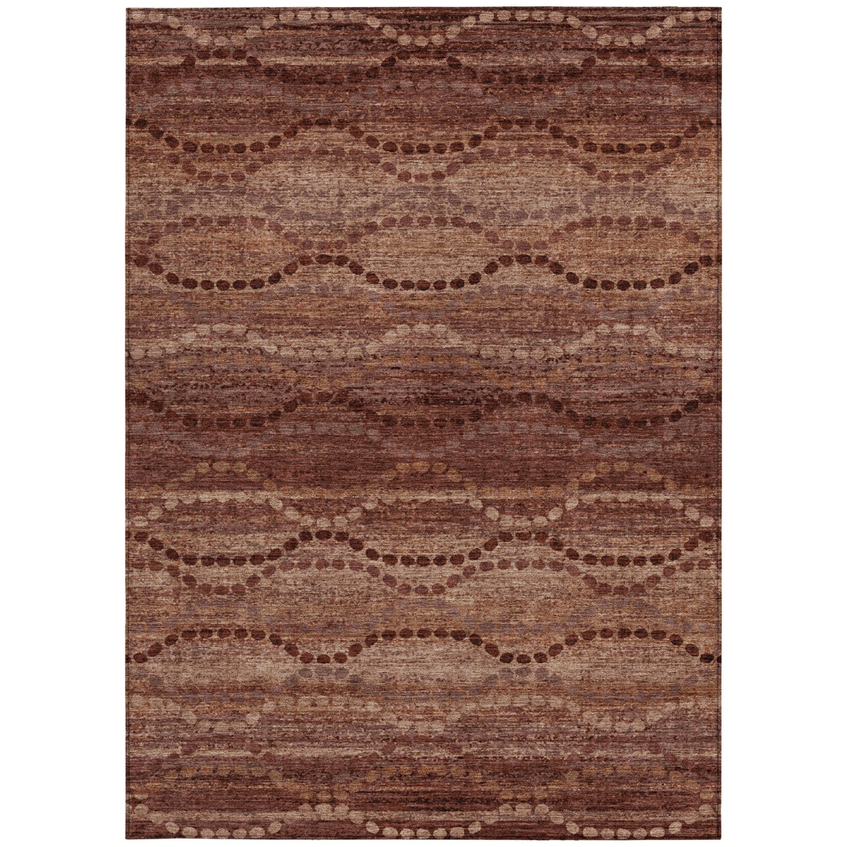629713 3 x 5 ft. Rust & Copper Ogee Washable Transitional Indoor & Outdoor Rectangle Area Rug