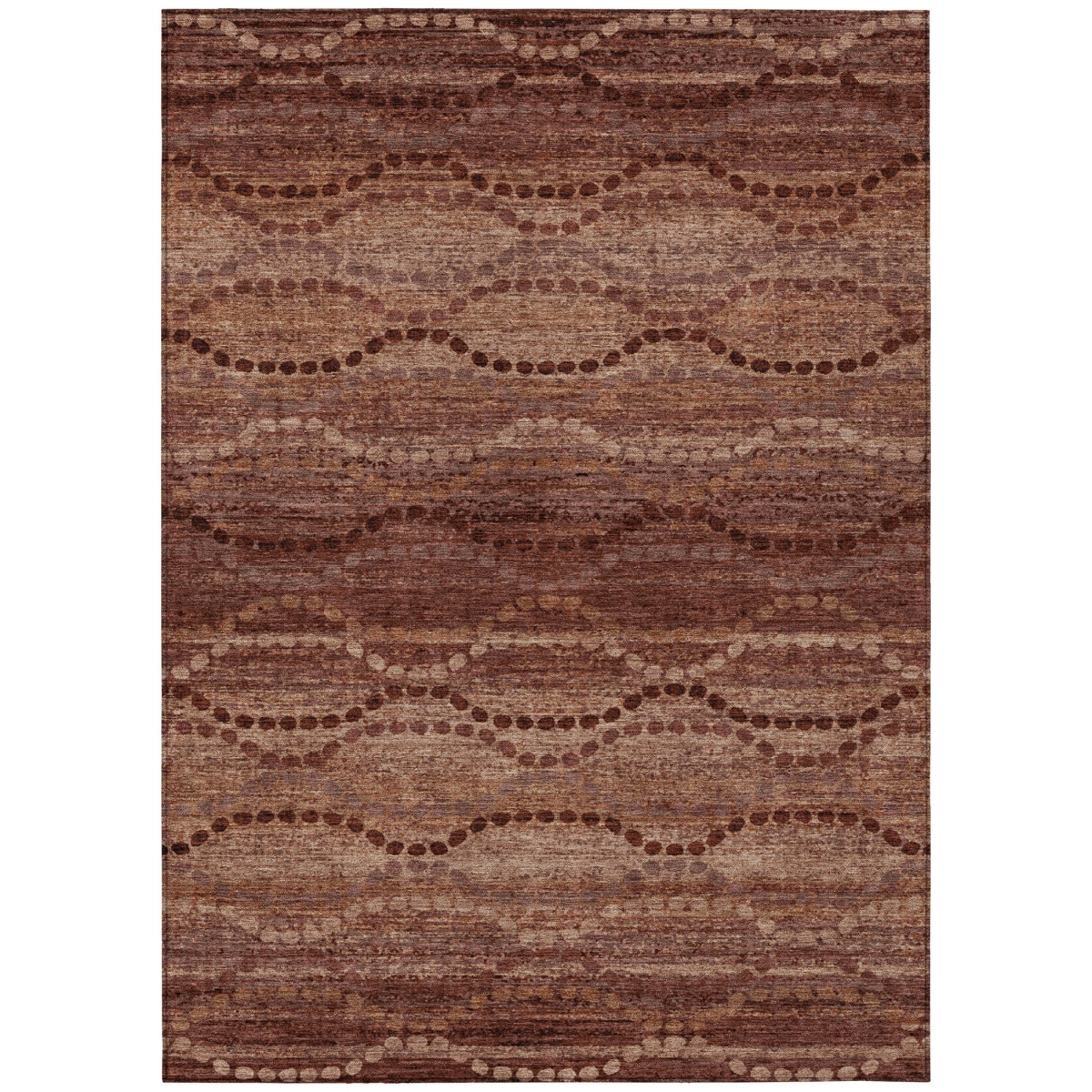 629718 10 x 14 ft. Rust & Copper Ogee Washable Transitional Indoor & Outdoor Rectangle Area Rug