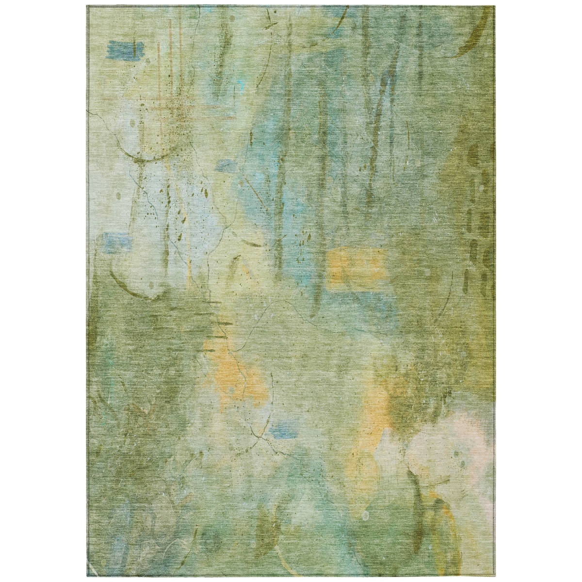 629742 10 x 14 ft. Sage & Gold Abstract Washable Transitional Indoor & Outdoor Rectangle Area Rug