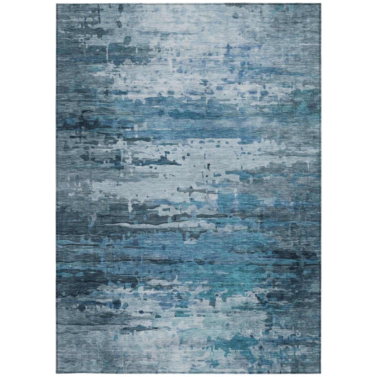 629796 10 x 14 ft. Blue & Ivory Abstract Washable Transitional Indoor & Outdoor Rectangle Area Rug