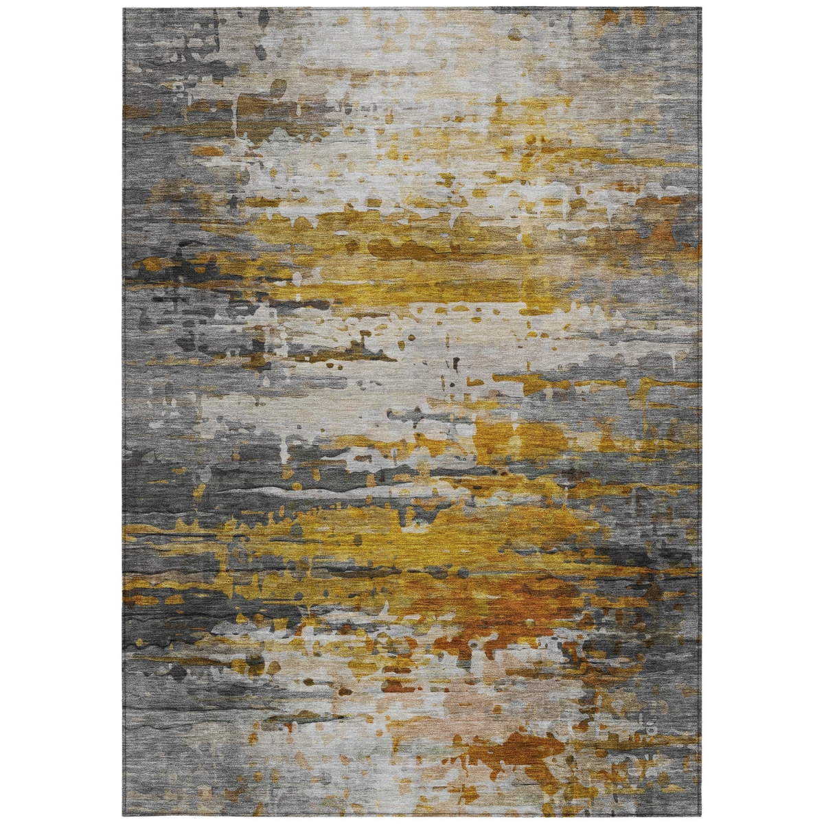629798 5 x 8 ft. Copper & Gray Abstract Washable Transitional Indoor & Outdoor Rectangle Area Rug