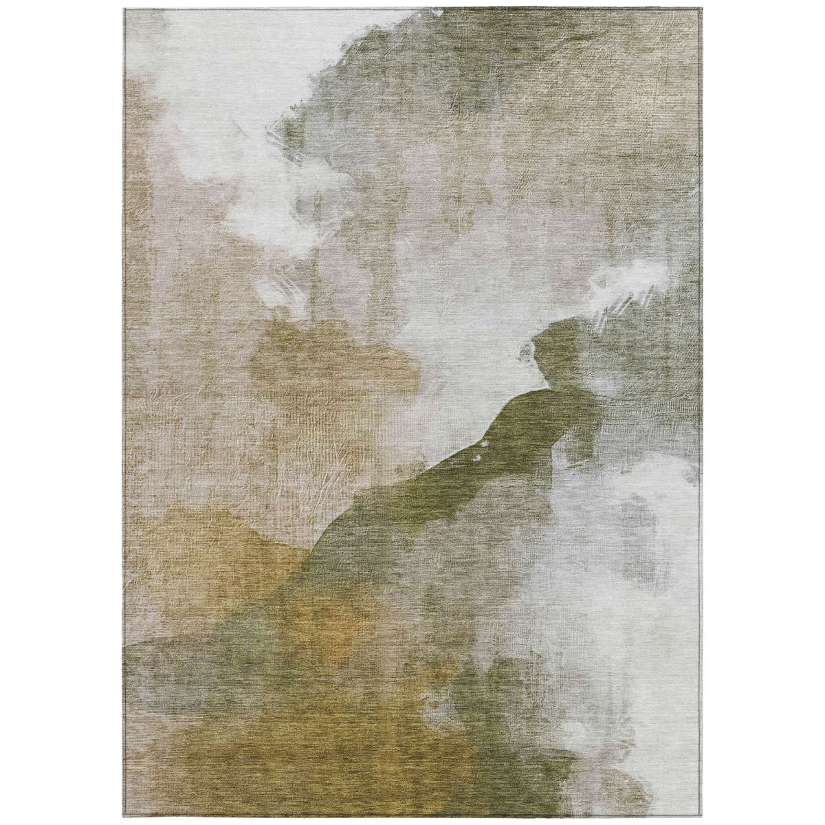 630066 8 x 10 ft. Green & Gold Abstract Washable Transitional Indoor & Outdoor Rectangle Area Rug