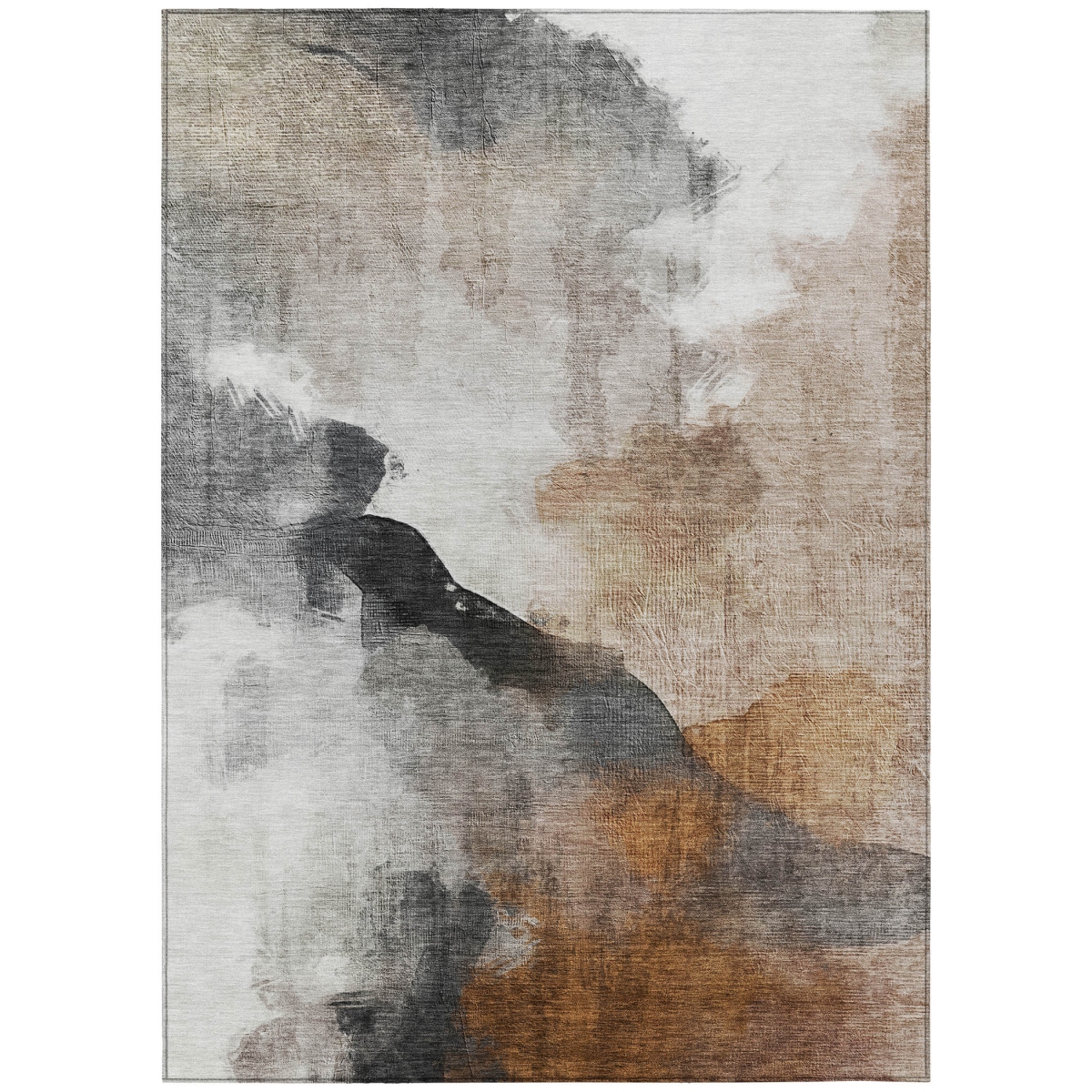 630072 8 x 10 ft. Rust & Charcoal Abstract Washable Transitional Indoor & Outdoor Rectangle Area Rug