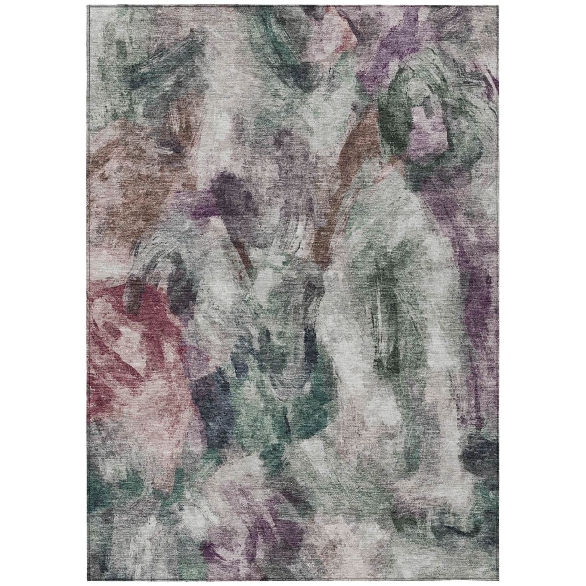 638488 9 x 12 ft. Green, Ivory & Blush Abstract Washable Transitional Indoor & Outdoor Rectangle Area Rug