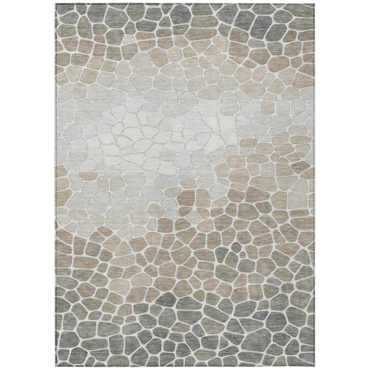 638192 10 x 14 ft. Taupe & Beige Geometric Washable Transitional Indoor & Outdoor Rectangle Area Rug