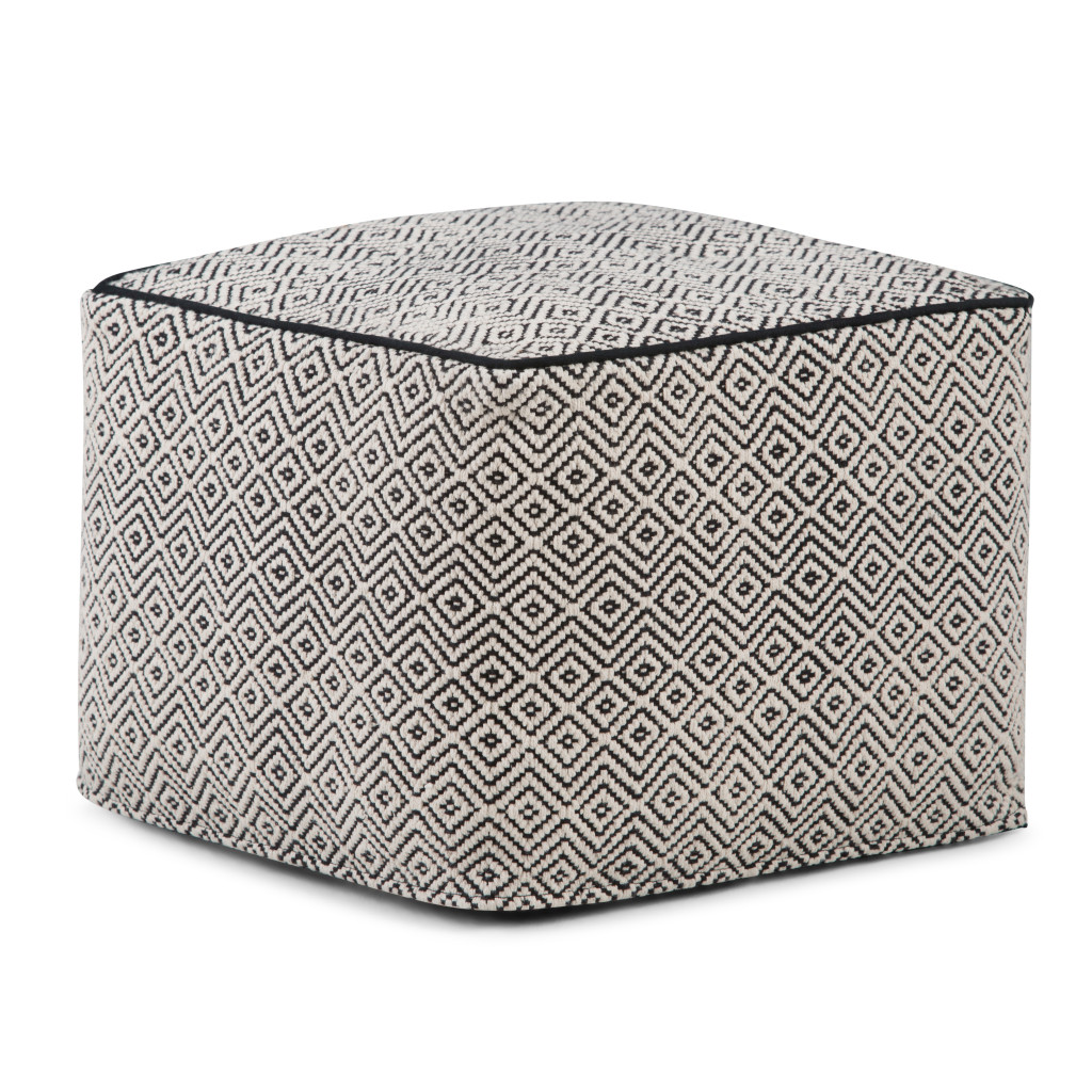 638518 14 x 18 x 18 in. Black Cotton Pouf Ottoman